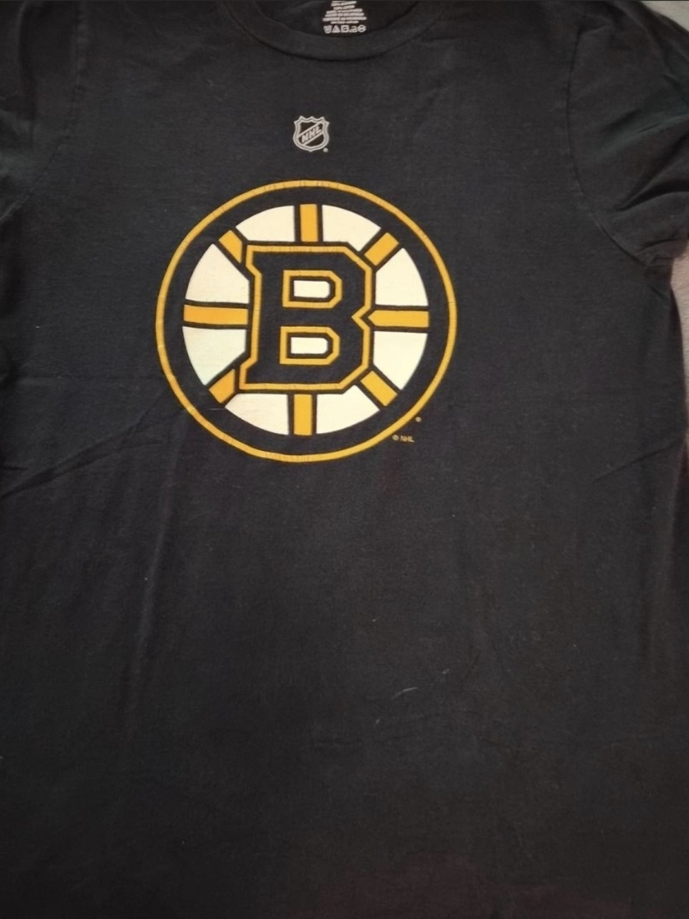 Reebok Black Short Sleeve Tee with Yellow and White Boston B Logo